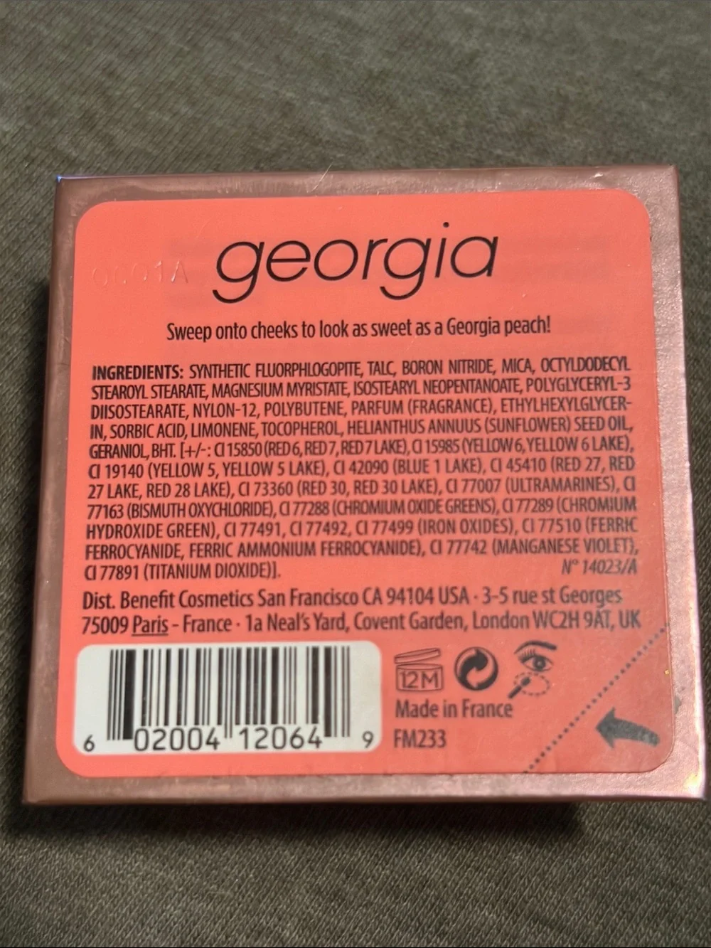 Benefit Cosmetics Georgia Golden Peach Blush (Mini / Travel Size - Discontinued)